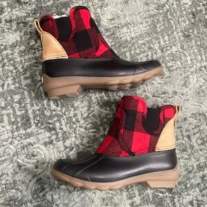 Sperry Rubber Boots Checkered NEW